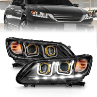 ANZO 2013-2015 Honda Accord Projector Headlights w/ U-Bar Black - Burkken Auto Parts