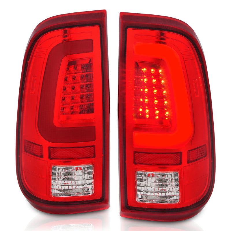 ANZO 2008-2016 Ford F-250 LED Taillights Chrome Housing Red/Clear Lens (Pair) - Burkken Auto Parts