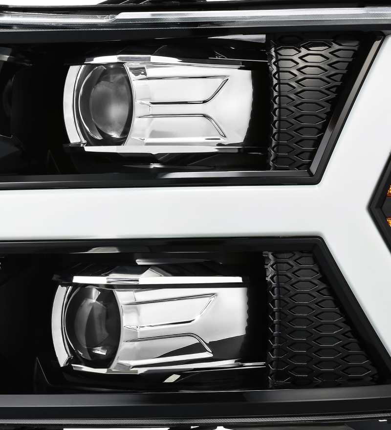 AlphaRex 07-13 Chevy 1500HD PRO-Series Proj Headlight Plank Style Gloss Blk w/Activ Light/Seq Signal - Burkken Auto Parts