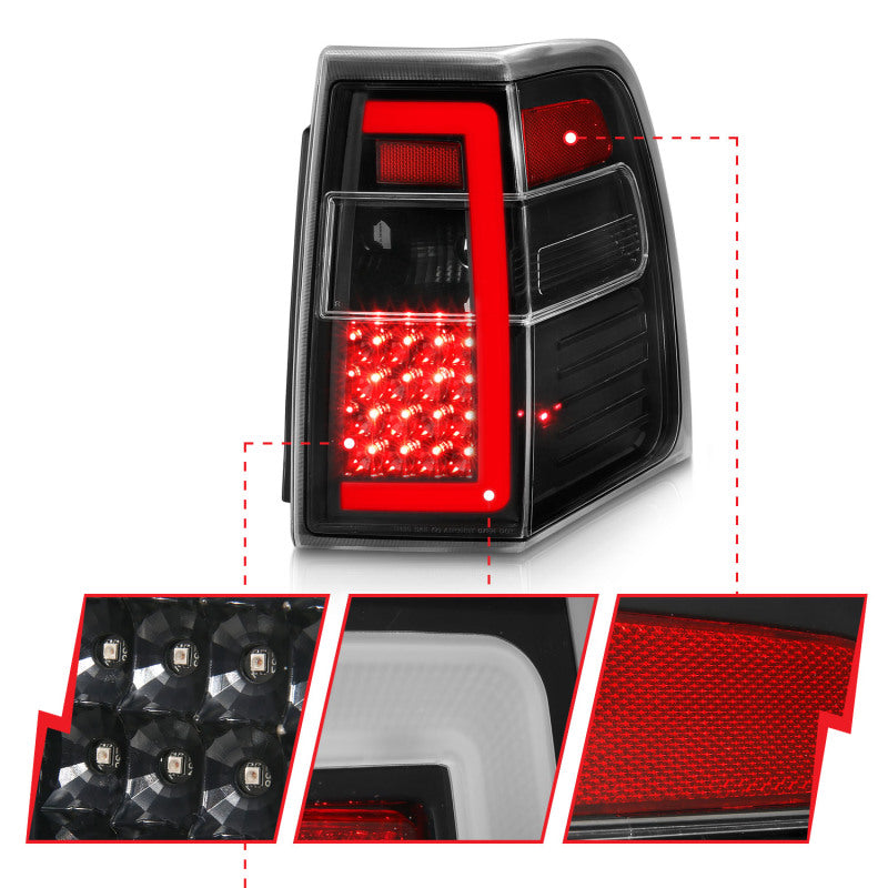 ANZO 07-17 Ford Expedition LED Taillights w/ Light Bar Black Housing Clear Lens - Burkken Auto Parts
