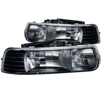 ANZO 1999-2002 Chevrolet Silverado 1500 Crystal Headlights Black - Burkken Auto Parts
