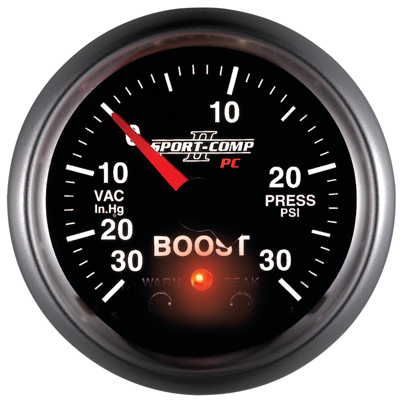 Autometer Sport-Comp II 52mm 30 IN HG / 30 PSI Electronic Boost/Vacuum Gauge - Burkken Auto Parts