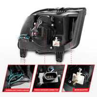 ANZO 05-09 Ford Mustang (w/Factory Halogen HL Only) Projector Headlights w/Light Bar Chrome Housing - Burkken Auto Parts
