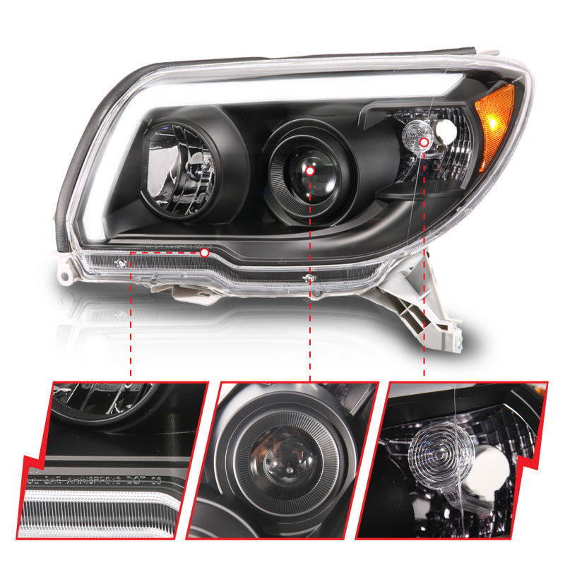 ANZO 06-09 Toyota 4 Runner Projector Headlights Plank Style - Black - Burkken Auto Parts