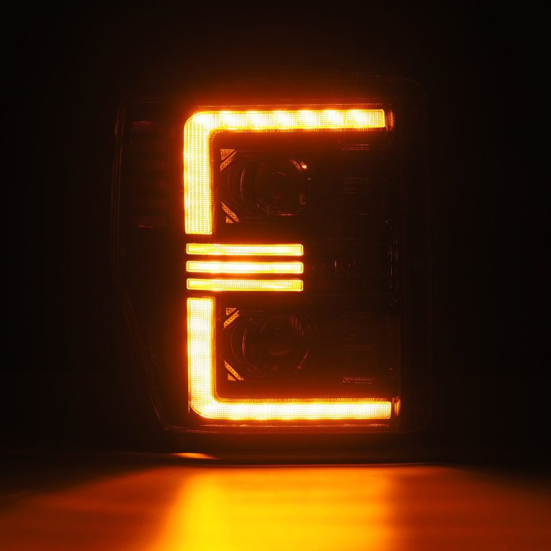 AlphaRex 08-10 Ford F250-550 PRO-Series Projector headlights Alpha-Black w/Activ Light/Seq Signal - Burkken Auto Parts