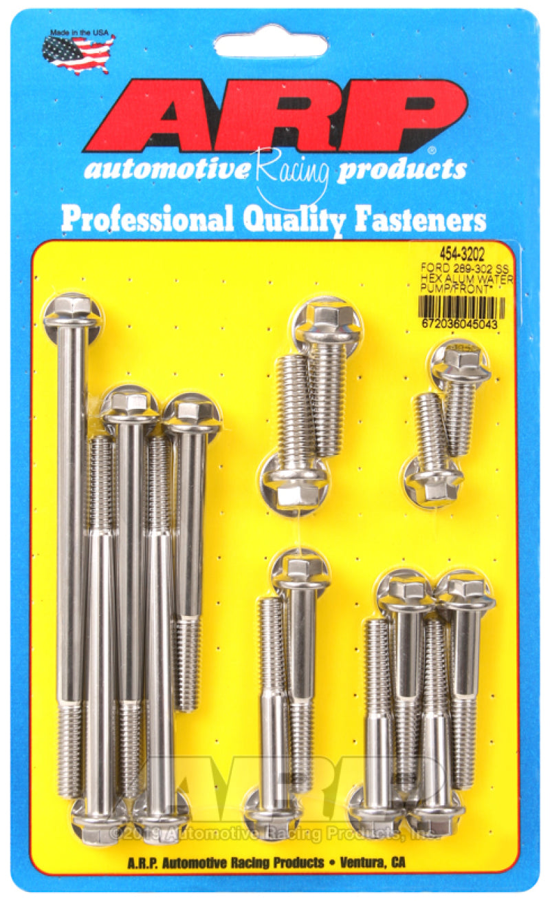 ARP Ford 289-302 SS Hex Aluminum Water Pump and Front Cover Bolt Kit - Burkken Auto Parts