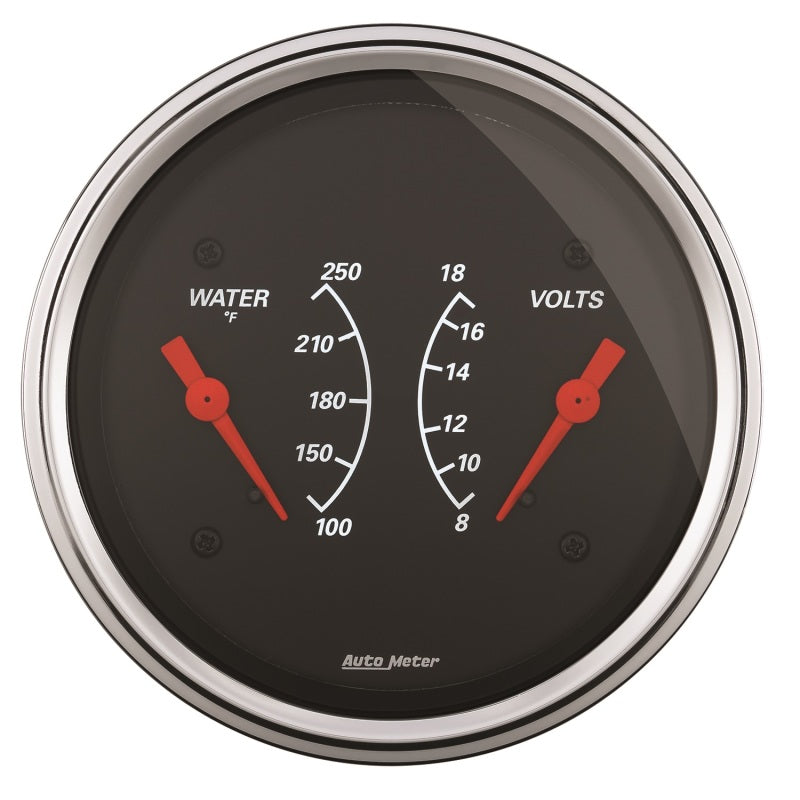 AutoMeter Gauge Dual Wtmp & Volt 3-3/8in. 250 Deg. F & 18V Elec Designer Black - Burkken Auto Parts