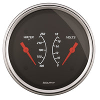 AutoMeter Gauge Dual Wtmp & Volt 3-3/8in. 250 Deg. F & 18V Elec Designer Black - Burkken Auto Parts