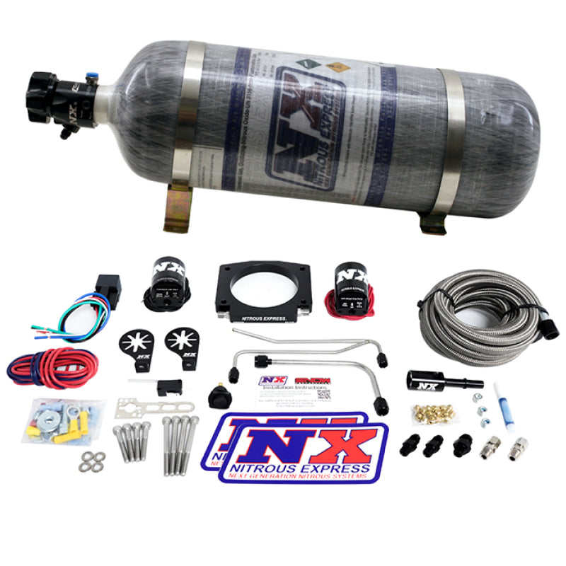 Nitrous Express LS Single Entry 90mm Plate Hardline System (50-400hp) w/12lb Bottle - Burkken Auto Parts