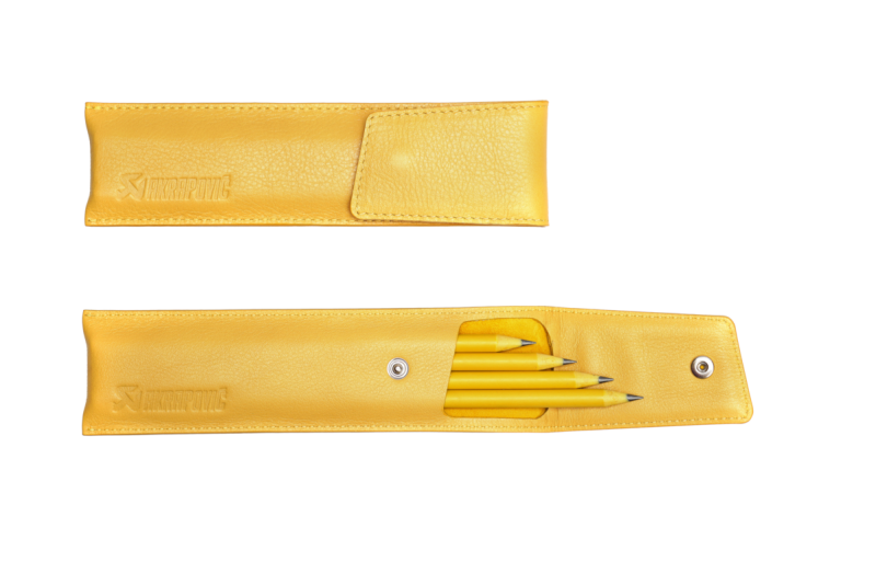 Akrapovic Leather Pencil Case - Yellow - Burkken Auto Parts