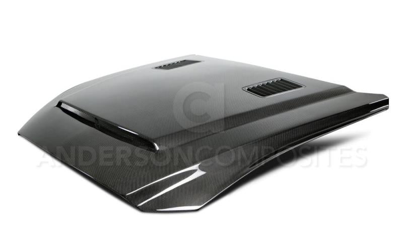 Anderson Composites 15-17 Ford Mustang (Excl. GT350/GT350R) Super Snake Double Sided Hood - Burkken Auto Parts