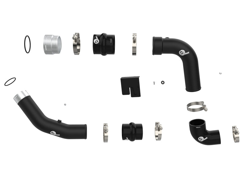 aFe 23-24 Ford Diesel Trucks V8-6.7L (td) BladeRunner Aluminum Hot and Cold Charge Pipe Kit - Black - Burkken Auto Parts