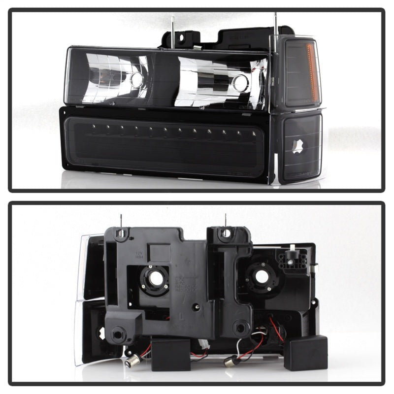 xTune 92-94 Blazer Full Size Corner/LED Bumper Headlights Black HD-JH-CCK88-LED-AM-BK-SET - Burkken Auto Parts