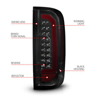 ANZO 15-21 Chevrolet Colorado Full LED Tail Lights w/ Red Lightbar Black Housing Smoke Lens - Burkken Auto Parts