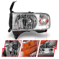 ANZO 1994-2001 Dodge Ram Crystal Headlights Chrome w/ LED - Burkken Auto Parts