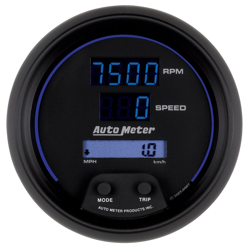 Autometer 85.7mm Black Digital 8000rpm/160mph or 260kmph Electric Tachometer/Speedometer Combo - Burkken Auto Parts