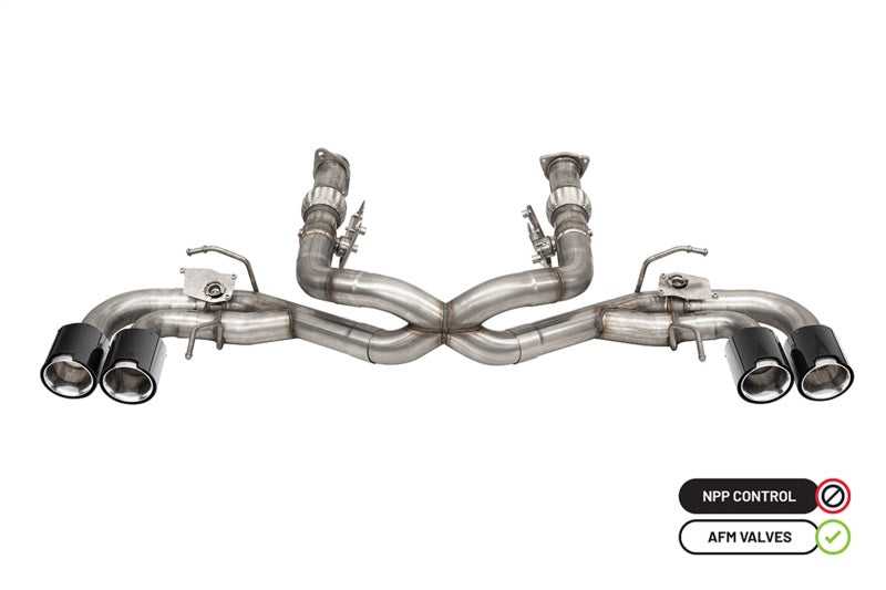 Corsa 2020-2025 Chevrolet Corvette C8 RWD 3in Delete 4 Valve Cat-Back w/NPP w/4.5in CF Polished Tips - Burkken Auto Parts