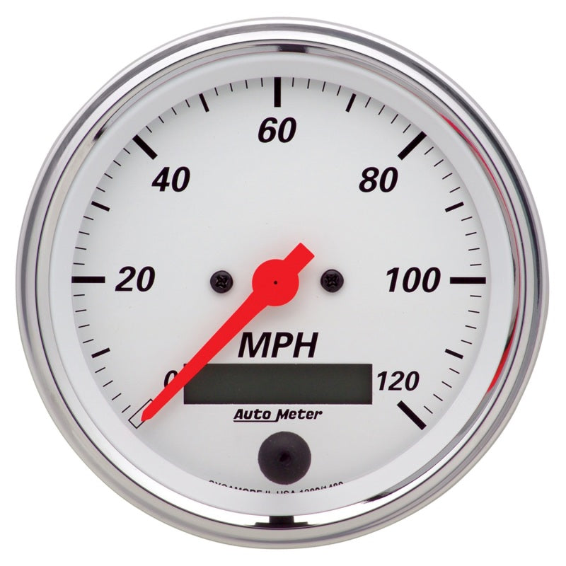 Autometer Arctic White 3 3/8in 0-120 MPH Electronic Speedometer w/ LCD ODO Gauge - Burkken Auto Parts
