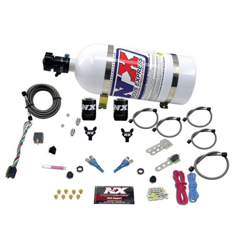 Nitrous Express 92-95 Dodge V8 TBI Dual Nozzle Nitrous Kit (50-125HP) w/10lb Bottle - Burkken Auto Parts