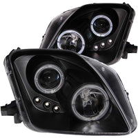 ANZO 1997-2001 Honda Prelude Projector Headlights w/ Halo Black w/ LED - Burkken Auto Parts