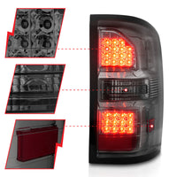 ANZO 2014-2018 GMC Sierra LED Tail Lights Black Housing Smoke Lens - Burkken Auto Parts