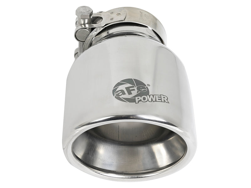 aFe MACH Force-Xp 304 SS Clamp-On Exhaust Tip 2.5in. Inlet / 4in. Outlet / 6in. L - Polished - Burkken Auto Parts