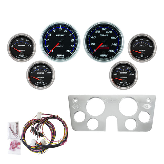 Autometer 67-72 GM Truck Billet Dash Panel - Tach/MPH Speedo/Oil Press/Water Temp/Volt - Cobalt - Burkken Auto Parts