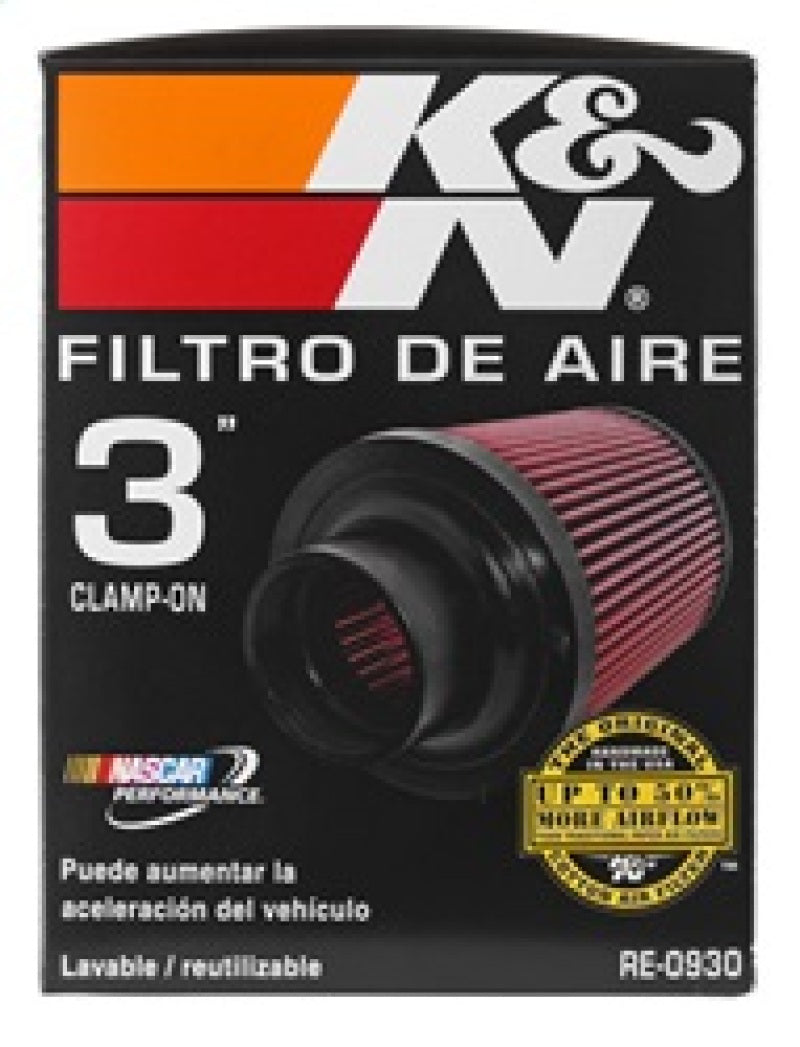 K&N Universal Rubber Filter - Round Tapered 6in Base OD x 3in Flange ID x 6in H - Burkken Auto Parts
