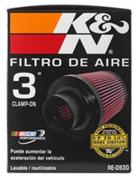 K&N Universal Rubber Filter - Round Tapered 6in Base OD x 3in Flange ID x 6in H - Burkken Auto Parts