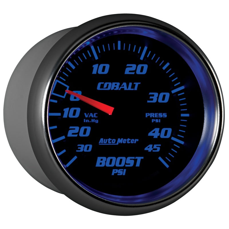 AutoMeter Gauge Vac/Boost 2-5/8in. 30Inhg-45PSI Mechanical Cobalt - Burkken Auto Parts