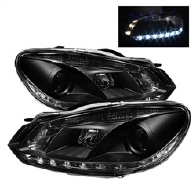 Spyder Volkswagen Golf/GTI 10-13 Projector Headlights Halogen Model- DRL Blk PRO-YD-VG10-DRL-BK - Burkken Auto Parts