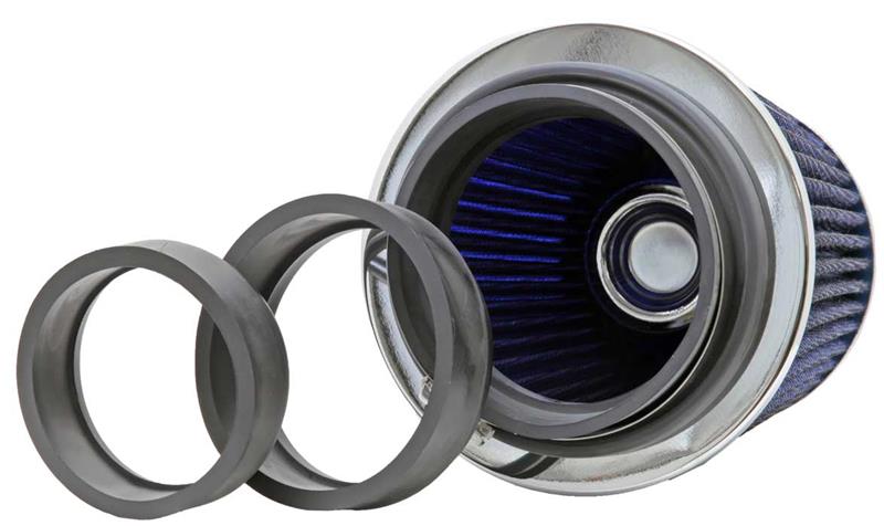 K&N Universal Air Filter Chrome Round Tapered Blue - 4in Flange ID x 1.125in Flange Length x 5.5in H - Burkken Auto Parts