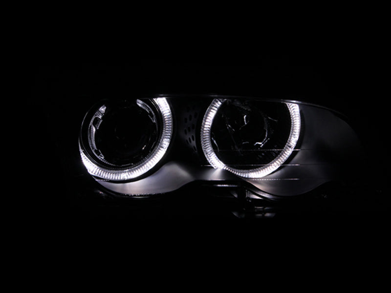ANZO 1999-2001 BMW 3 Series E46 Projector Headlights w/ Halo Black - Burkken Auto Parts