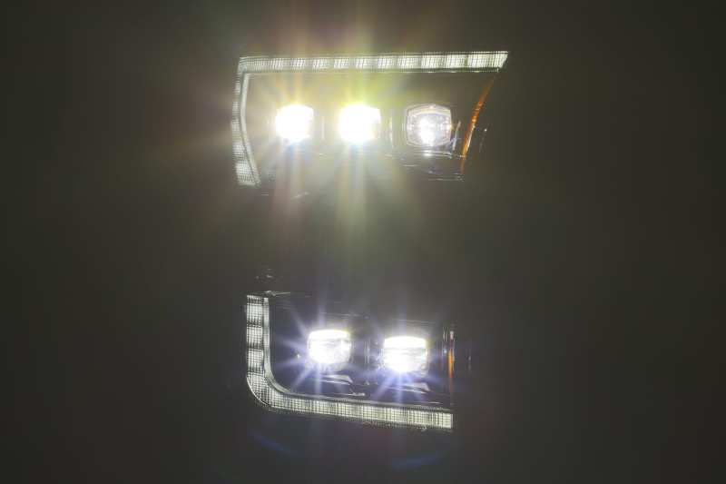 AlphaRex 17-20 Ford Raptor NOVA LED Proj Headlights Plank Style Alpha Black w/Activ Light/Seq Signal - Burkken Auto Parts