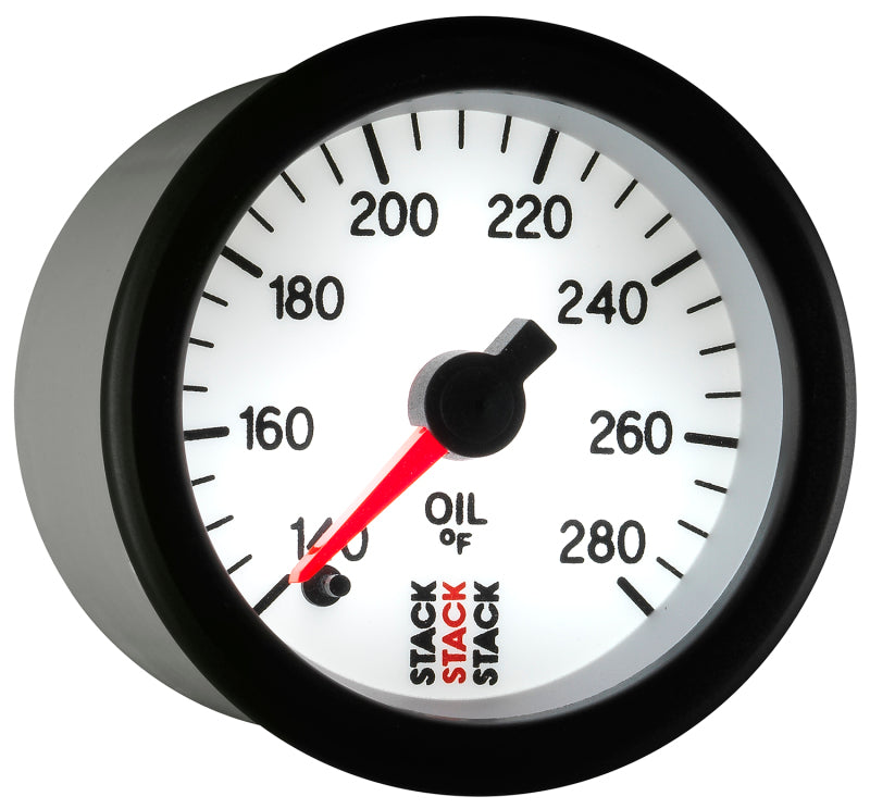 Autometer Stack 52mm 140-280 Deg F 1/8in NPTF Male Pro Stepper Motor Oil Temp Gauge - White - Burkken Auto Parts