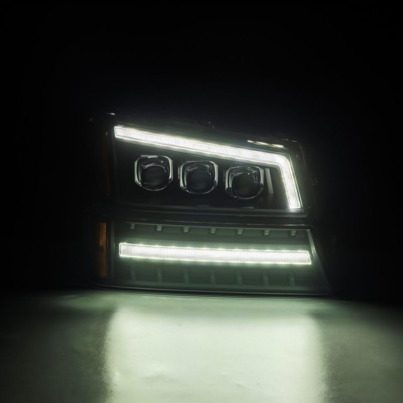 AlphaRex 03-06 Chevy Silverado 1500/2500HD/3500HD/Avalanche Black NOVA LED Proj Headlights - Burkken Auto Parts