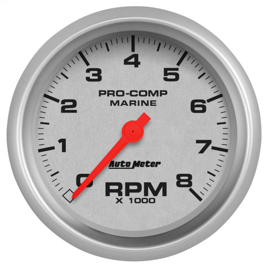 Autometer Marine Silver 3-3/8in 8k RPM Tachometer - Burkken Auto Parts