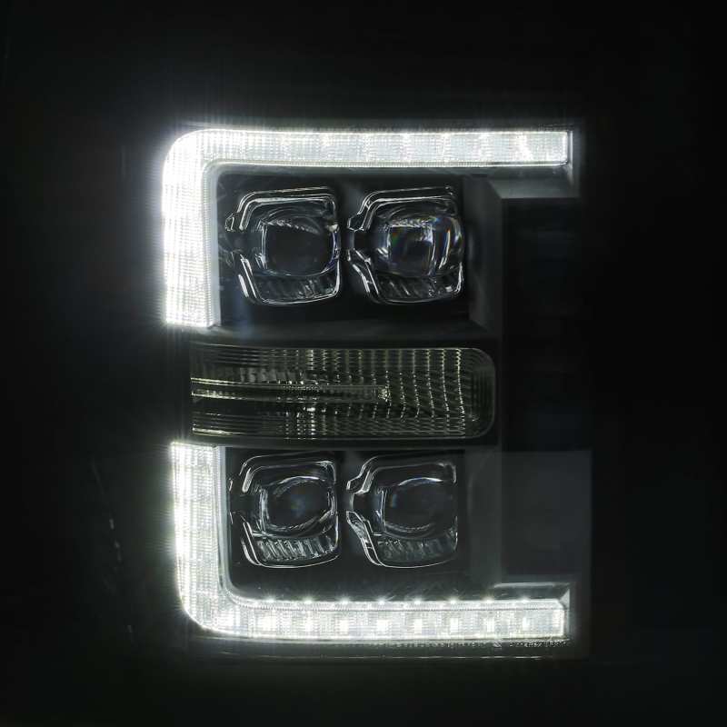 AlphaRex 11-16 Ford F-350 SD NOVA LED Proj Headlights Plank Style Alpha Blk w/Activ Light/Seq Signal - Burkken Auto Parts