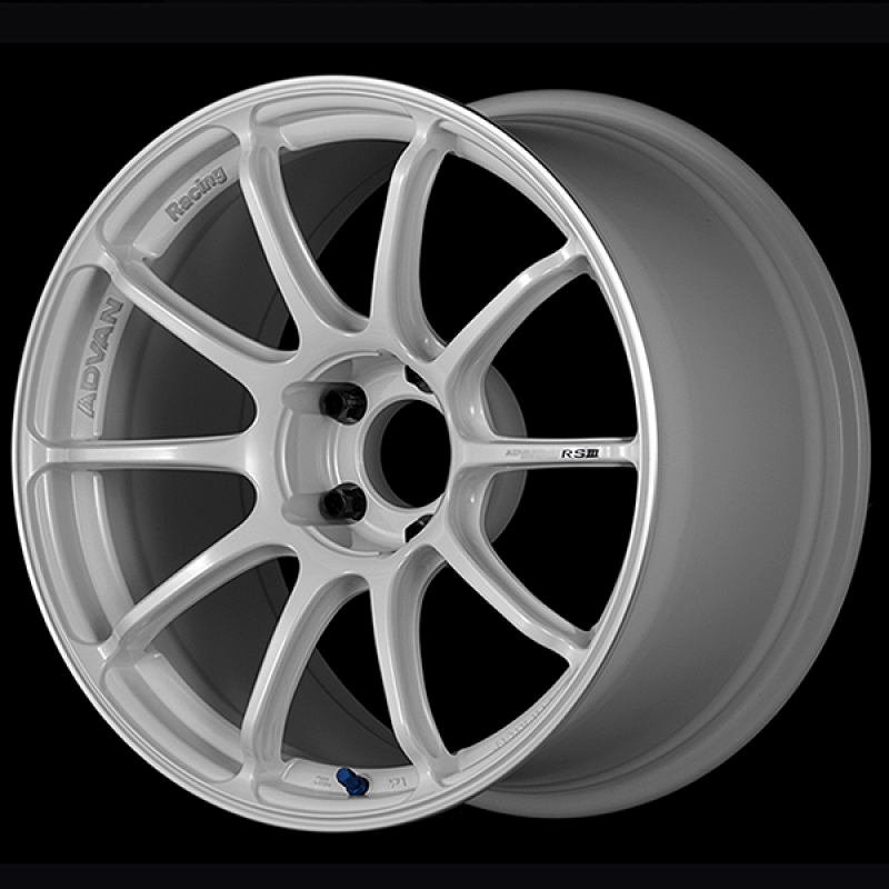 Advan RSIII 18x8.0 / +37 Offset / 5x100 / 63mm Bore / Racing White Metallic and Ring - Burkken Auto Parts