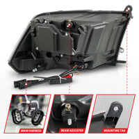 ANZO 09-18 Dodge Ram 1500/2500/3500 LED Plank Style Headlights Switchback + Sequential - Matte Black - Burkken Auto Parts
