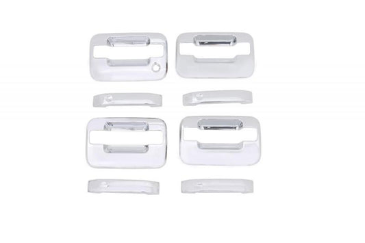 AVS 04-14 Ford F-150 (No Keypad/Passenger Keyhole) Door Handle Covers (4 Door) 8pc Set - Chrome - Burkken Auto Parts