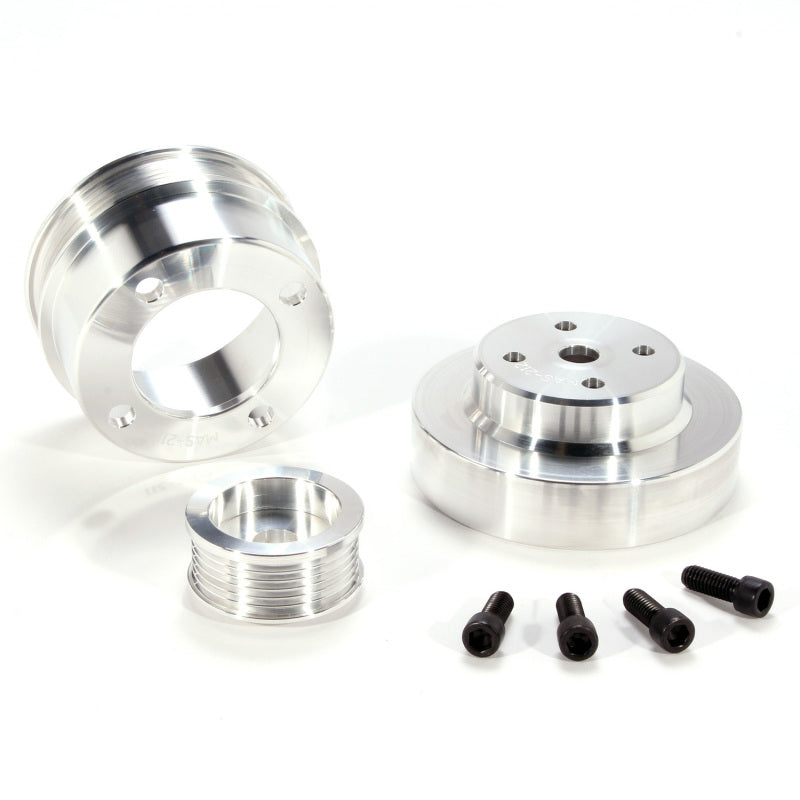 BBK 86-93 Mustang 5.0 Underdrive Pulley Kit - Lightweight CNC Billet Aluminum (3pc) - Burkken Auto Parts