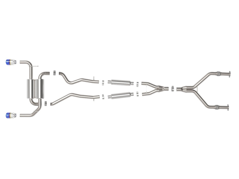 aFe 14-15 Infiniti Q50 V6 3.7L Takeda 2-1/2in 304 SS Cat-Back Exhaust System w/ Blue Flame Tips - Burkken Auto Parts
