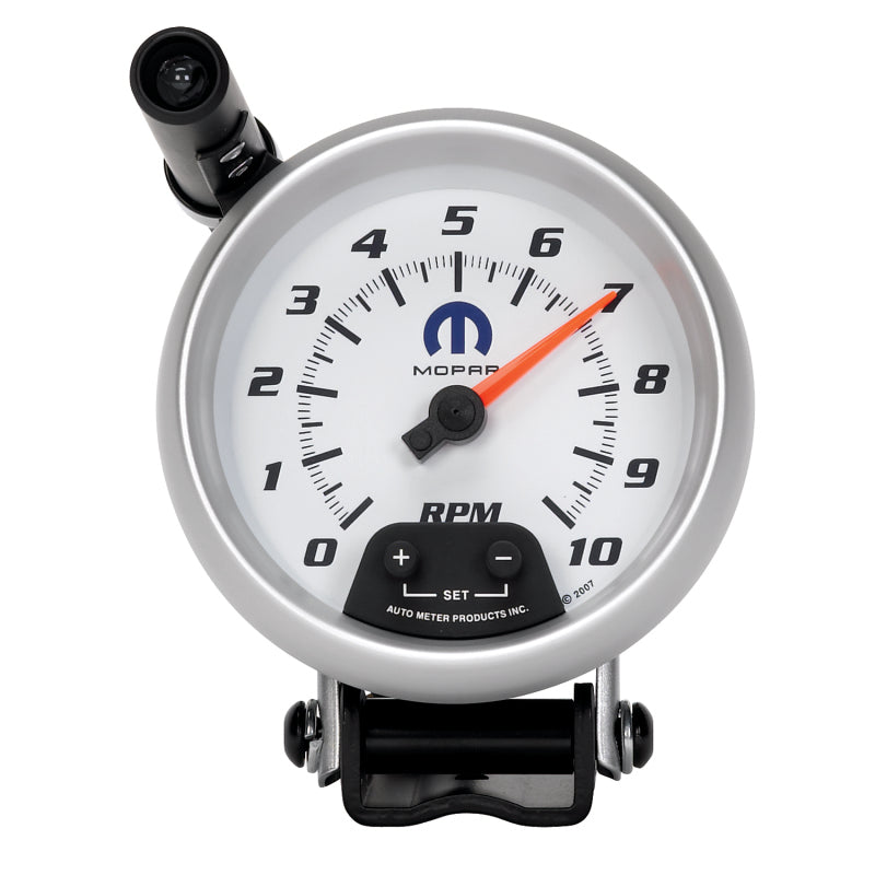 AutoMeter Gauge Tachometer 3-3/4in. 10K RPM Pedestal W/ Ext. Quick-Lite White Mopar - Burkken Auto Parts