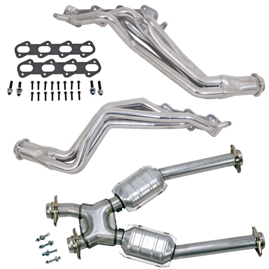 BBK 96-98 Ford Mustang Cobra 1-5/8 Long Tube Headers w/High Flow Catted X-Pipe (Silver Ceramic) - Burkken Auto Parts