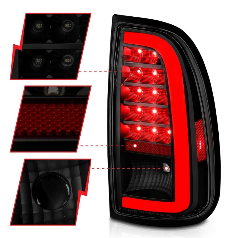 ANZO 00-06 Toyota Tundra (Std. Bed/Reg Cab) LED Taillights w/Light Bar Black Housing Smoke Lens - Burkken Auto Parts