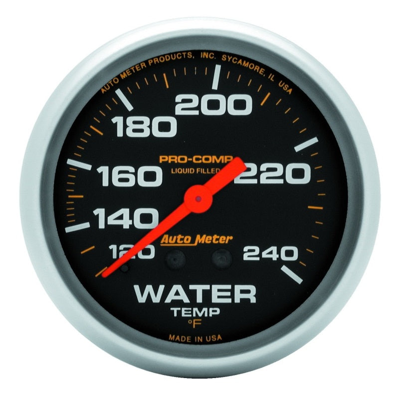 Autometer Liquid Filled Mechanical 66.7mm 120-240 deg F Water Termperature Gauge w/ 12in Tubing - Burkken Auto Parts