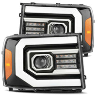 AlphaRex 07-13 GMC 1500HD PRO-Series Proj Headlights Plank Style Gloss Blk w/Activ Light/Seq Signal - Burkken Auto Parts