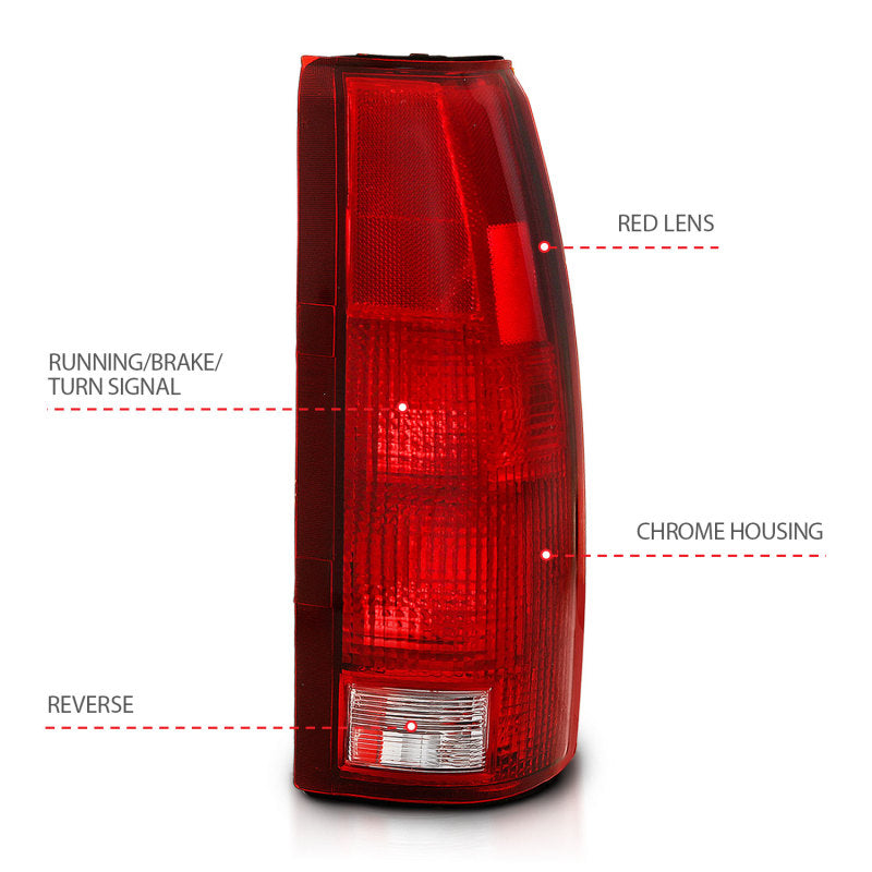 ANZO 1988-1999 Chevy C1500 Taillight Red/Clear Lens (OE Replacement) - Burkken Auto Parts