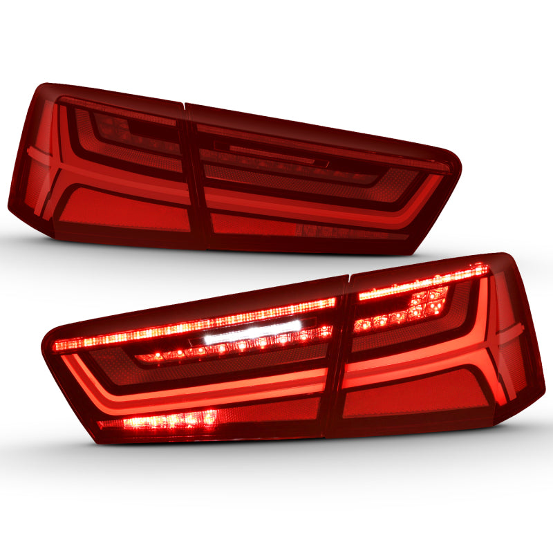 ANZO 2012-2018 Audi A6 LED Taillight Black Housing Red/Clear Lens 4 pcs (Sequential Signal) - Burkken Auto Parts